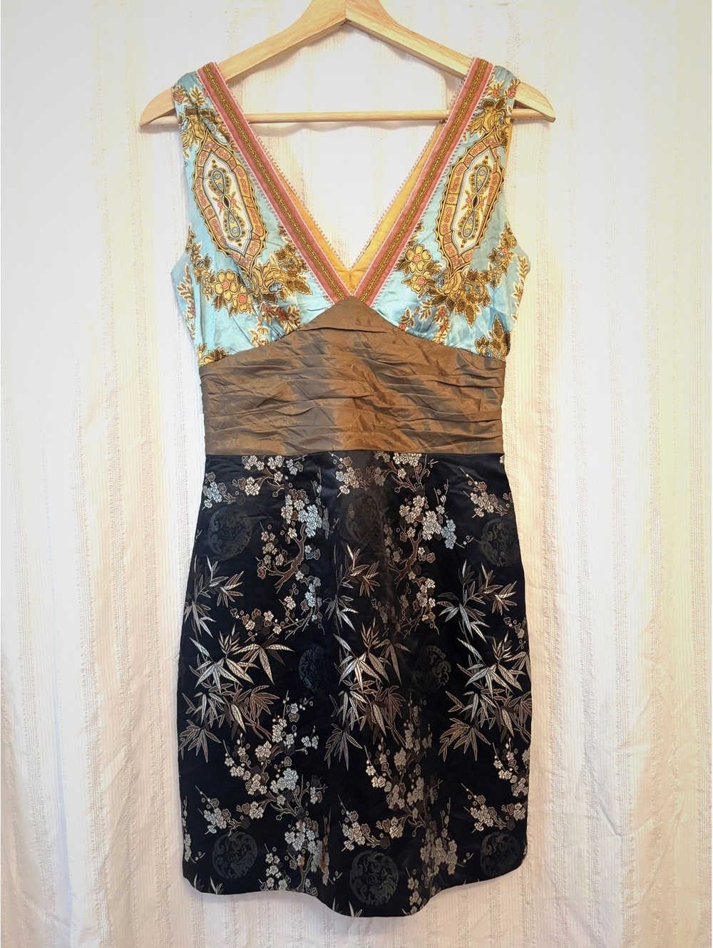 Vintage 90s Y2K Phoebe Couture Elegant V-Neck Sleeveless Mini Dress Size 2 #rare